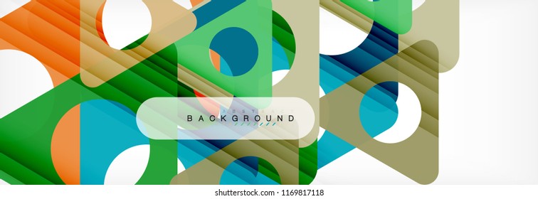 Geometric background, circles and triangles shapes banner. Vector illustration for business brochure or flyer, presentation and web design layout