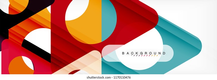 Geometric background, circles and triangles shapes banner. Vector illustration for business brochure or flyer, presentation and web design layout