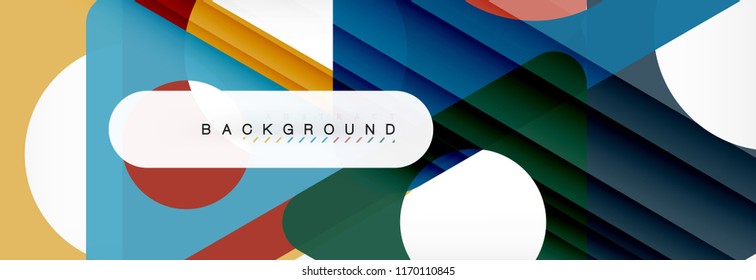 Banner de fondo geométrico, círculos y triángulos. Ilustración de vectores para folletos o volantes de negocios, presentación y diseño web
