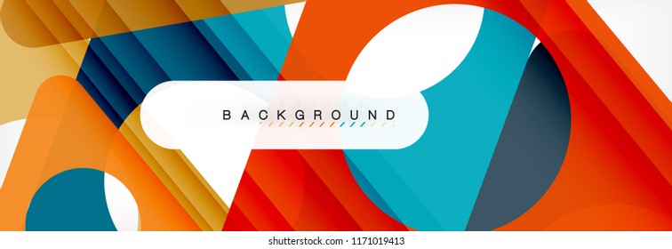 Geometric background, circles and triangles shapes banner. Vector illustration for business brochure or flyer, presentation and web design layout