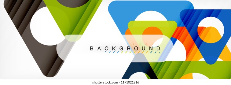 Geometrischer Hintergrund, Kreise und Dreiecke formen Banner. Vektorgrafik für Geschäftsbroschüre oder Flyer, Präsentation und Webdesign-Layout