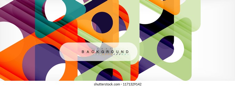 Geometric background, circles and triangles shapes banner. Vector illustration for business brochure or flyer, presentation and web design layout