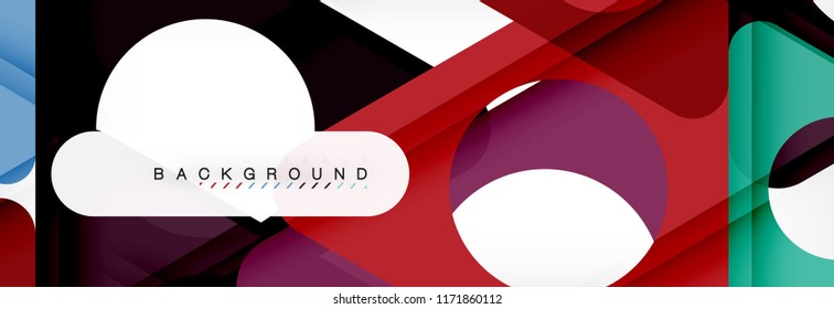 Geometrischer Hintergrund, Kreise und Dreiecke formen Banner. Vektorgrafik für Geschäftsbroschüre oder Flyer, Präsentation und Webdesign-Layout