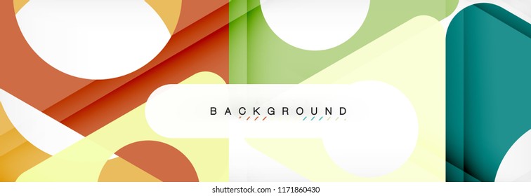 Geometrischer Hintergrund, Kreise und Dreiecke formen Banner. Vektorgrafik für Geschäftsbroschüre oder Flyer, Präsentation und Webdesign-Layout
