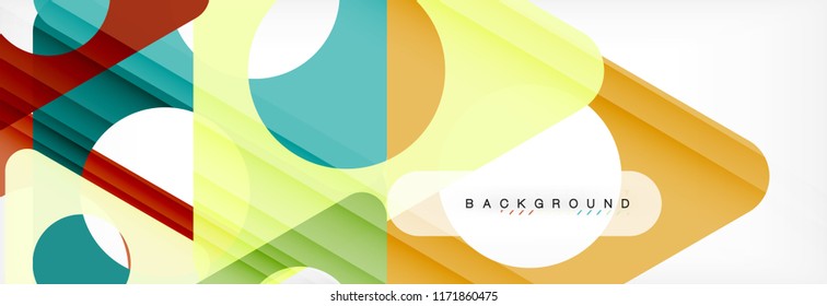 Geometric background, circles and triangles shapes banner. Vector illustration for business brochure or flyer, presentation and web design layout