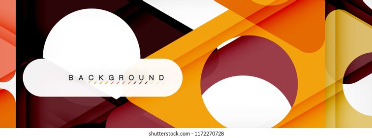 Geometrischer Hintergrund, Kreise und Dreiecke formen Banner. Vektorgrafik für Geschäftsbroschüre oder Flyer, Präsentation und Webdesign-Layout
