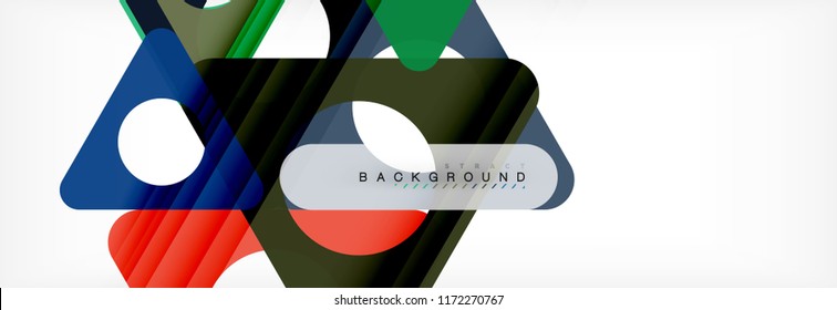 Banner de fondo geométrico, círculos y triángulos. Ilustración de vectores para folletos o volantes de negocios, presentación y diseño web