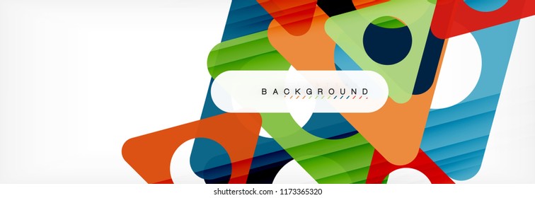 Banner de fondo geométrico, círculos y triángulos. Ilustración de vectores para folletos o volantes de negocios, presentación y diseño web