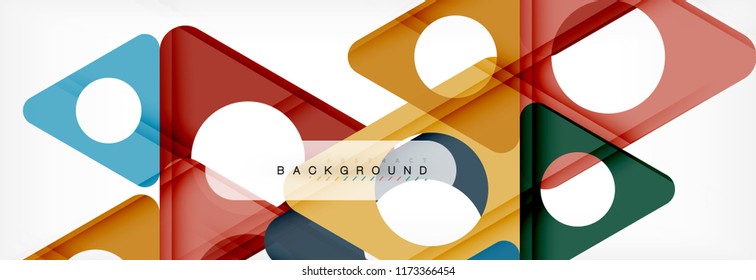 Geometrischer Hintergrund, Kreise und Dreiecke formen Banner. Vektorgrafik für Geschäftsbroschüre oder Flyer, Präsentation und Webdesign-Layout