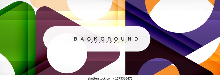 Geometric background, circles and triangles shapes banner. Vector illustration for business brochure or flyer, presentation and web design layout