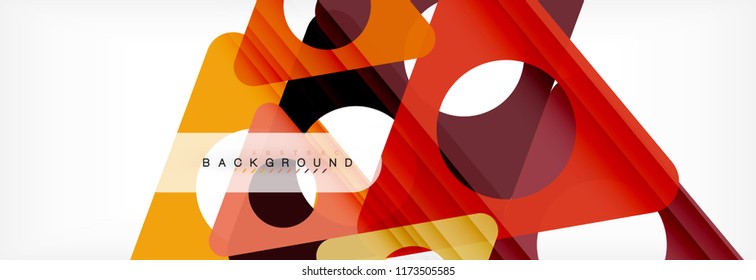 Geometric background, circles and triangles shapes banner. Vector illustration for business brochure or flyer, presentation and web design layout