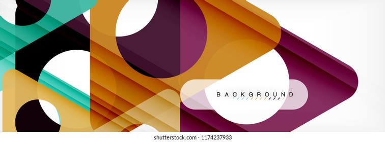 Geometrischer Hintergrund, Kreise und Dreiecke formen Banner. Vektorgrafik für Geschäftsbroschüre oder Flyer, Präsentation und Webdesign-Layout