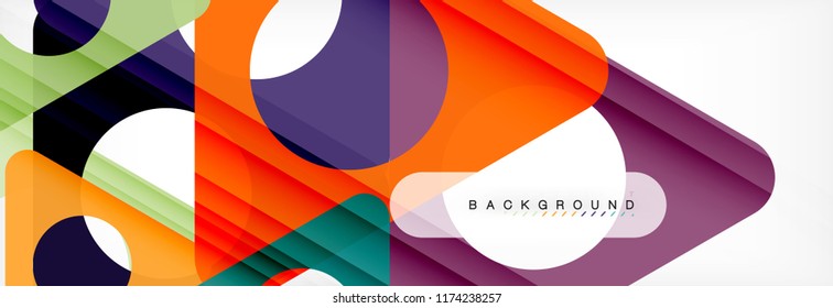 Geometric background, circles and triangles shapes banner. Vector illustration for business brochure or flyer, presentation and web design layout