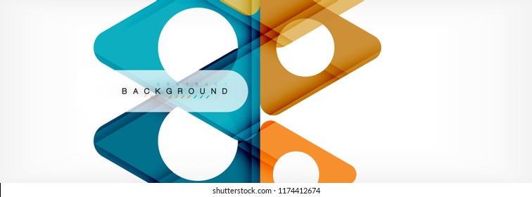 Geometrischer Hintergrund, Kreise und Dreiecke formen Banner. Vektorgrafik für Geschäftsbroschüre oder Flyer, Präsentation und Webdesign-Layout
