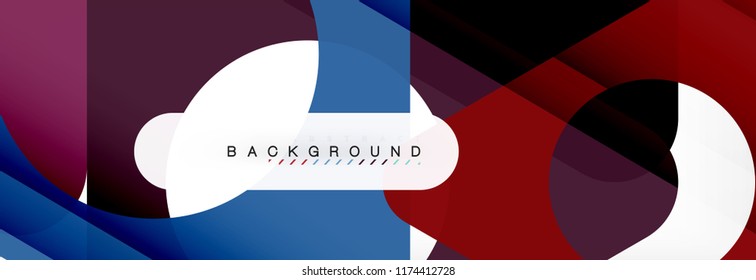 Banner de fondo geométrico, círculos y triángulos. Ilustración de vectores para folletos o volantes de negocios, presentación y diseño web