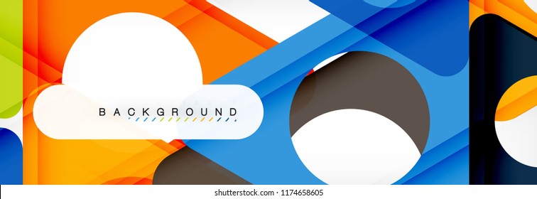 Geometric background, circles and triangles shapes banner. Vector illustration for business brochure or flyer, presentation and web design layout
