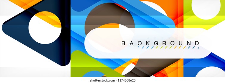 Geometric background, circles and triangles shapes banner. Vector illustration for business brochure or flyer, presentation and web design layout