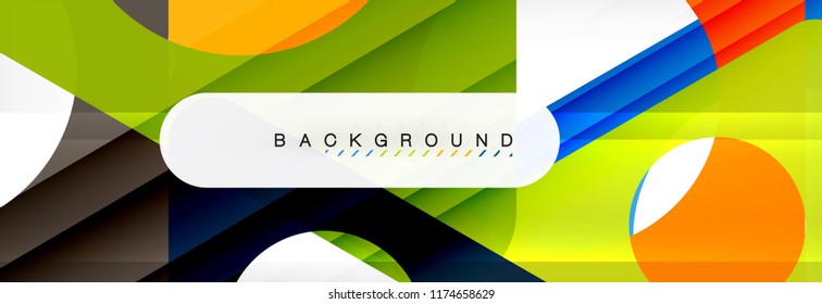 Geometrischer Hintergrund, Kreise und Dreiecke formen Banner. Vektorgrafik für Geschäftsbroschüre oder Flyer, Präsentation und Webdesign-Layout