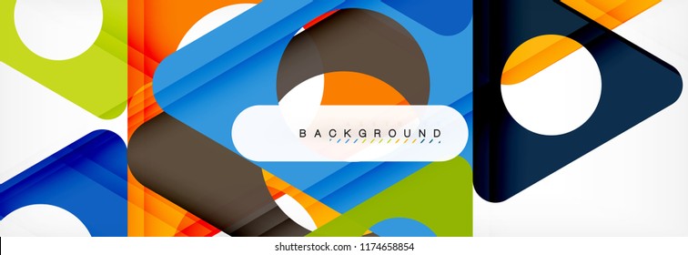 Geometric background, circles and triangles shapes banner. Vector illustration for business brochure or flyer, presentation and web design layout