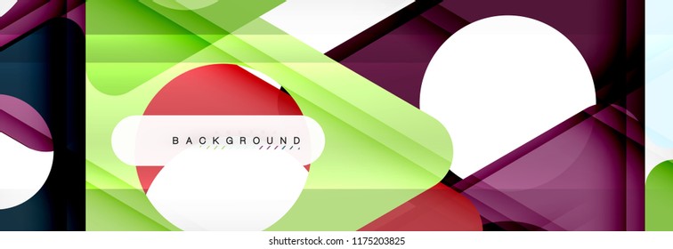 Geometric background, circles and triangles shapes banner. Vector illustration for business brochure or flyer, presentation and web design layout