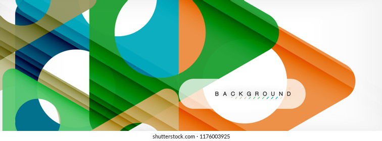 Geometrischer Hintergrund, Kreise und Dreiecke formen Banner. Vektorgrafik für Geschäftsbroschüre oder Flyer, Präsentation und Webdesign-Layout