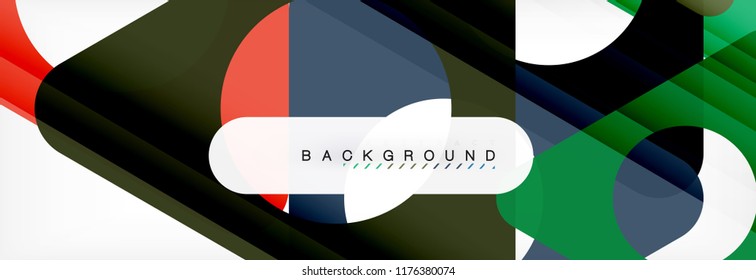 Banner de fondo geométrico, círculos y triángulos. Ilustración de vectores para folletos o volantes de negocios, presentación y diseño web