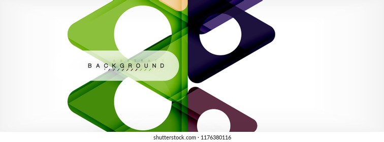 Banner de fondo geométrico, círculos y triángulos. Ilustración de vectores para folletos o volantes de negocios, presentación y diseño web