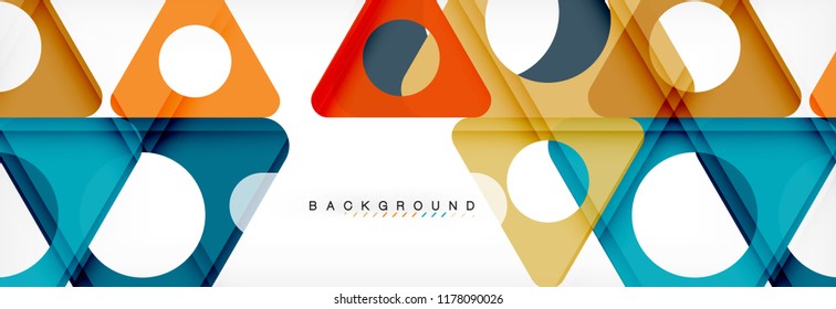 Geometric background, circles and triangles shapes banner. Vector illustration for business brochure or flyer, presentation and web design layout