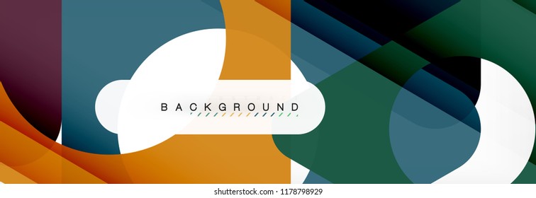 Banner de fondo geométrico, círculos y triángulos. Ilustración de vectores para folletos o volantes de negocios, presentación y diseño web