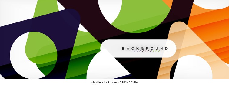 Geometric background, circles and triangles shapes banner. Vector illustration for business brochure or flyer, presentation and web design layout