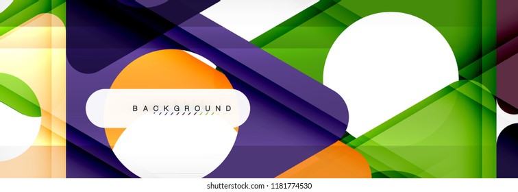 Geometrischer Hintergrund, Kreise und Dreiecke formen Banner. Vektorgrafik für Geschäftsbroschüre oder Flyer, Präsentation und Webdesign-Layout