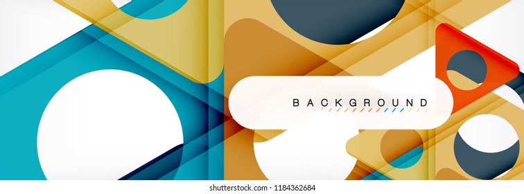 Geometric background, circles and triangles shapes banner. Vector illustration for business brochure or flyer, presentation and web design layout