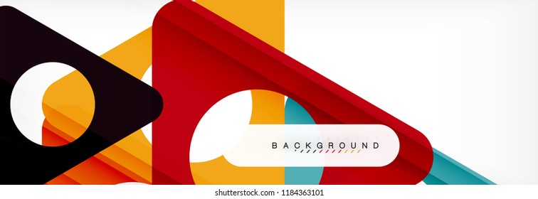 Banner de fondo geométrico, círculos y triángulos. Ilustración de vectores para folletos o volantes de negocios, presentación y diseño web