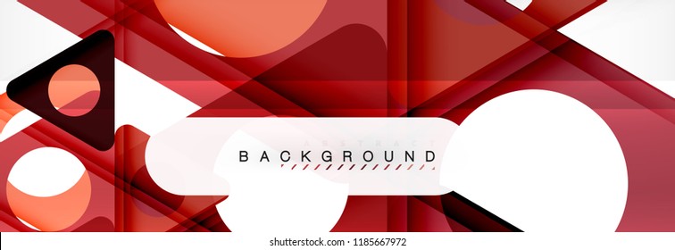 Banner de formas de fondo geométrico, círculos y triángulos. Ilustración vectorial para folleto o volante de negocios, presentación y diseño web