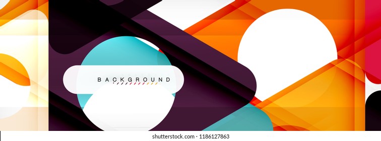 Geometric background, circles and triangles shapes banner. Vector illustration for business brochure or flyer, presentation and web design layout