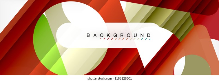 Banner de fondo geométrico, círculos y triángulos. Ilustración de vectores para folletos o volantes de negocios, presentación y diseño web
