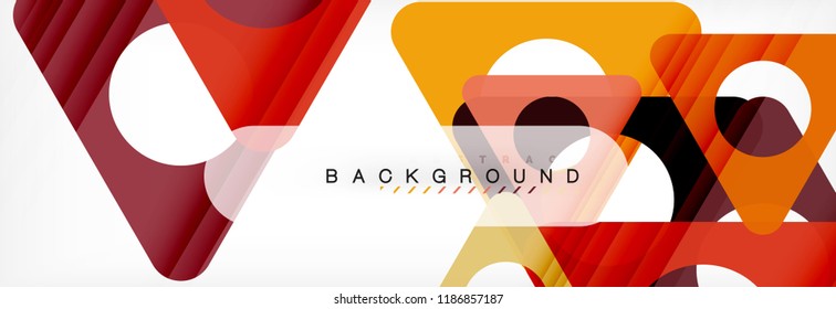 Banner de fondo geométrico, círculos y triángulos. Ilustración de vectores para folletos o volantes de negocios, presentación y diseño web