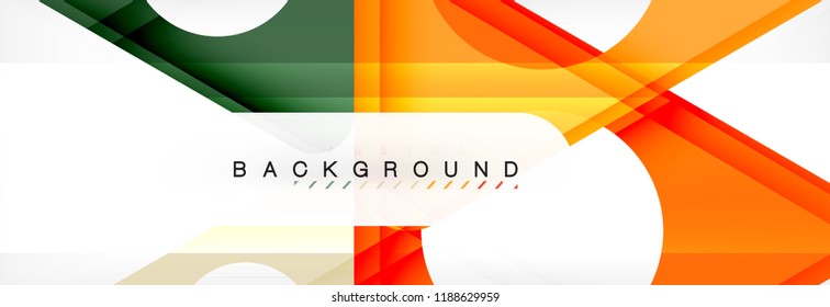 Banner de fondo geométrico, círculos y triángulos. Ilustración de vectores para folletos o volantes de negocios, presentación y diseño web