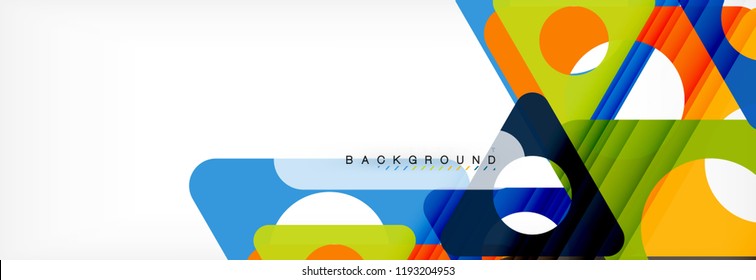 Geometric background, circles and triangles shapes banner. Vector illustration for business brochure or flyer, presentation and web design layout