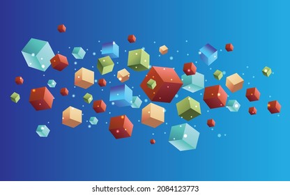 geometric background colorful 3d cubes icons.