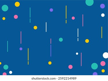 Geometric background Colorful dotted line circles on blue background