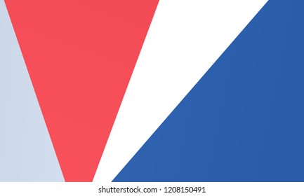 Geometric background, a combination of irregular, curved shapes, triangles. Red, white and blue color of the American flag. Can be used as a substrate for Patriotic backgrounds. Vector illustration