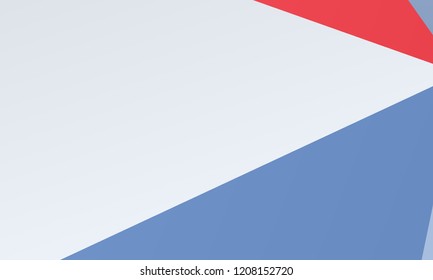 Geometric background, a combination of irregular, curved shapes, triangles. Red, white and blue color of the American flag. Can be used as a substrate for Patriotic backgrounds. Vector illustration