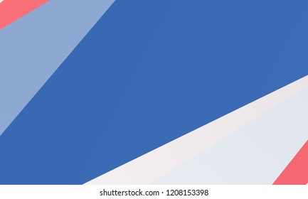 Geometric background, a combination of irregular, curved shapes, triangles. Red, white and blue color of the American flag. Can be used as a substrate for Patriotic backgrounds. Vector illustration