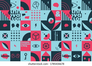 geometric background. Communication is the key. Business ideas