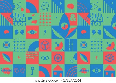 geometric background. Communication is the key. Business ideas