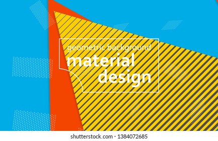 Geometric background. Cover layout template. 3d illustration. Bright colorful wallpaper. Abstract paper cut background. Material design. Vector.
