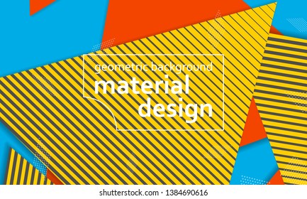 Geometric background. Cover layout template. 3d illustration. Bright colorful wallpaper. Abstract paper cut background. Material design. Vector.