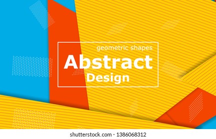Geometric background. Cover layout template. 3d illustration. Bright colorful wallpaper. Abstract paper cut background. Material design. Vector.