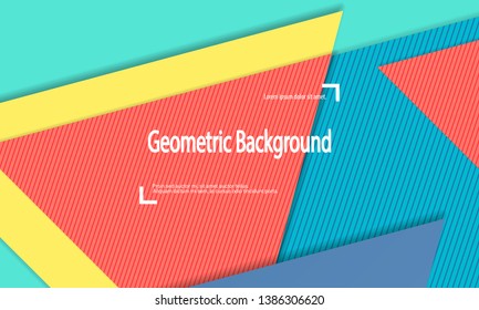 Geometric background. Cover layout template. 3d illustration. Bright colorful wallpaper. Abstract paper cut background. Material design. Vector.
